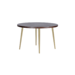 Vojens 1 dining table made with American
  walnut stained solid ashwood top and brass tube legs – main view