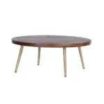 Zahara 1 coffee table made with solid
  American walnut top and brass tube legs – main view