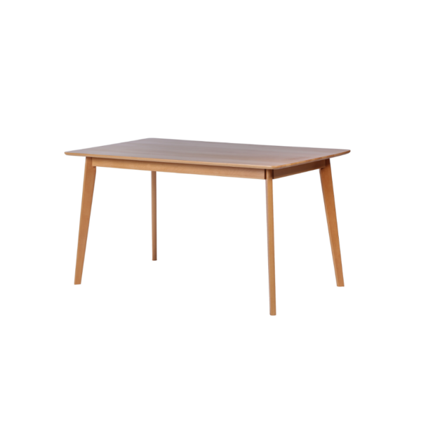 Zambar 1 dining table made with American
  walnut stained solid ashwood top and ashwood legs – main view