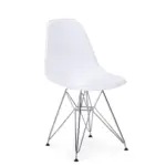 Zaragoza A 1 dining chair made with white
  glossy fiberglass frame and stainless steel legs – main view