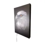 Eagle Lighted 1 lighted painting made
  with matte protective coating canvas print and wood frame with on/off swicth
  – main view