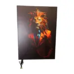 Lion Lighted 1 lighted painting made with
  matte protective coating canvas print and wood frame with on/off swicth –
  main view