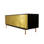 Laberinto D 1 sideboard made with black
  lacquered frame and parallel brass legs – side view