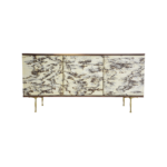 Riverstone 1 sideboard made with solid
  American walnut frame and cast brass legs – side view