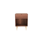 Aris 1 nightstand made with solid
  American walnut frame and cast brass legs – main view