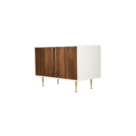 Cascade A 1 credenza made with white
  lacquer frame and cast brass legs – main view
