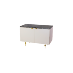 Erice A 1 credenza made with black marble
  top white lacquer frame and cast brass legs – main view
