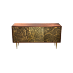Laforesta B 1 sideboard made with solid
  American walnut frame and parallel brass legs – side view
