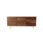 Modernist 1 sideboard made with white
  lacquer frame and cast brass legs – side view