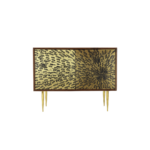 Splash B 1 credenza made with solid
  American walnut frame and cast brass legs – main view