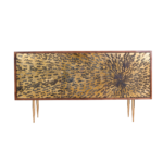 Splash C 1 sideboard made with solid
  American walnut frame and cast brass legs – side view
