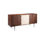 Triptych 1 sideboard made with solid
  American walnut frame and cast bronze legs – side view