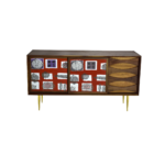 Vanguard 1 sideboard made with solid
  American walnut frame and cast brass legs – side view