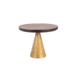 Quoin 1 side table made with solid
  American walnut top and cast brass base – side view