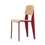 Rouge 1 dining chair made with whiteoak
  plywood seat and backrest and powder coated metal legs – main view