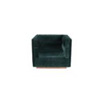Aurelia A 2 sofa made with premium teal
  velvet upholstery and solid American walnut base – main view