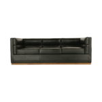 Aurelia C 1 sofa made with premium black
  leather upholstery and solid American walnut base – main view