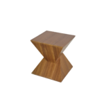 Block 1 side table made with
  American walnut veneered top and base – side view