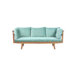 Cabana 1 sofa made with premium blue
  velvet upholstery and solid American walnut frame – main view