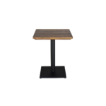 Cafe A 1 restaurant table made with
  veneered American walnut top and black painted metal base – main view