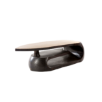 Cairn 1 side table made with hand-forged
  brass top and hand-forged bronze base – side view