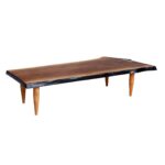 Driftline 1 coffee table made with solid
  live-edge American walnut top and solid beech wood legs – main view