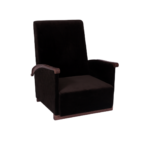 Gatsby 1 lounge chair made with premium
  charcoal velvet upholstery and solid American walnut frame – main view