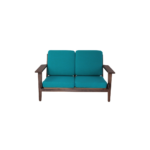 Gijon B 1 sofa made with premium teal
  fabric upholstery and solid American walnut frame – main view