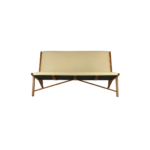 Granada 1 sofa made with premium cream
  leather upholstery and solid American walnut frame – main view