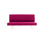 Kensington 1 sofa made with premium pink
  fabric upholstery and cast brass legs – main view