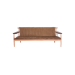 Kobe B 1 sofa made with premium camel
  leather upholstery and solid American walnut frame – main view