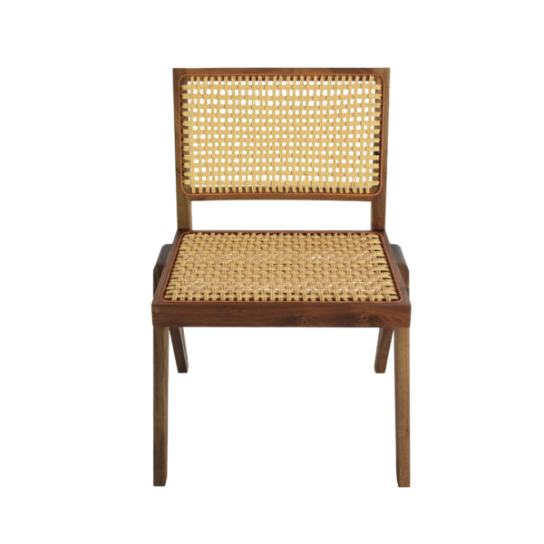 Lindholm 1 dining chair made with natural
  woven papercord seat and solid American walnut frame and legs – main view