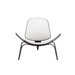 Lip 1 lounge chair made with premium
  white leather seat and black painted plywood – main view