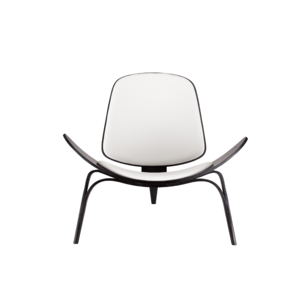 Lip 1 lounge chair made with premium
  white leather seat and black painted plywood – main view