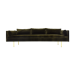 Lugano 1 sofa made with premium teal
  velvet upholstery and cast brass legs – main view