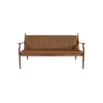 Matzu B 1 sofa made with premium camel
  leather upholstery and solid American walnut frame – main view