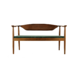 Olmo 1 sofa made with premium teal velvet
  upholstery and solid American walnut frame – main view