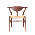 Orsay 1 dining chair made with natural
  woven papercord seat and solid American walnut frame and legs – main view