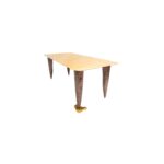 Sentinel 1 dining table made with cast
  brass top and cast bronze base – main view