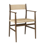 Sonder 1 dining chair made with natural
  woven papercord seat and backrest and solid American walnut frame and legs –
  main view