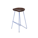 Aoi 1 counter stool made with solid
  American walnut seat and blue painted metal legs – main view
