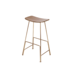 Bono 1 counter stool made with solid
  American walnut plywood seat and brass coated metal legs – main view