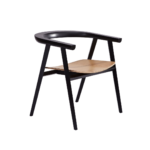Bue 1 dining chair made with whiteoak
  plywood seat and black painted solid ashwood arms and legs – main view