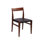 Camden 1 dining chair made with premium
  black leather upholstery seat and solid American walnut legs and backrest –
  main view