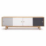Flade 1 tv stand made with veneered
  American whiteoak frame and solid American whiteoak legs – main view