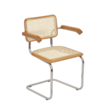 Kiel 1 dining chair made with rattan cane
  woven seat and stainless steel legs and whiteoak wood frame – main view