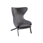 Sestao 1 lounge chair made with premium
  gray fabric upholstered seat and black powder coated metal legs – main view