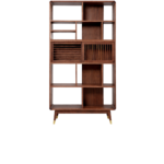 Sola 1 shelves made with veneered
  American walnut frame and solid American walnut legs – main view