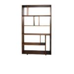 Tetris 1 shelves made with solid American
  walnut frame and and black painted metal shelves – main view