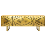 Wilmington 1 sideboard made with solid
  maple wood frame and cast brass legs – side view